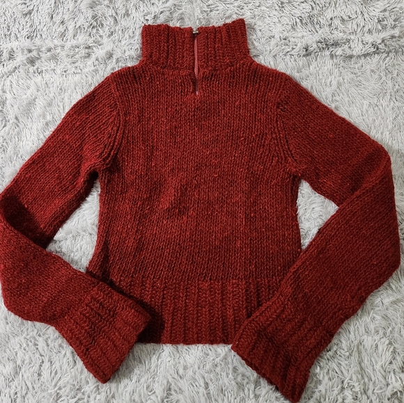Abercrombie & Fitch Red Wool Turtleneck Sweater